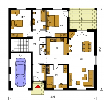 Grundriss des Erdgeschosses - BUNGALOW 42